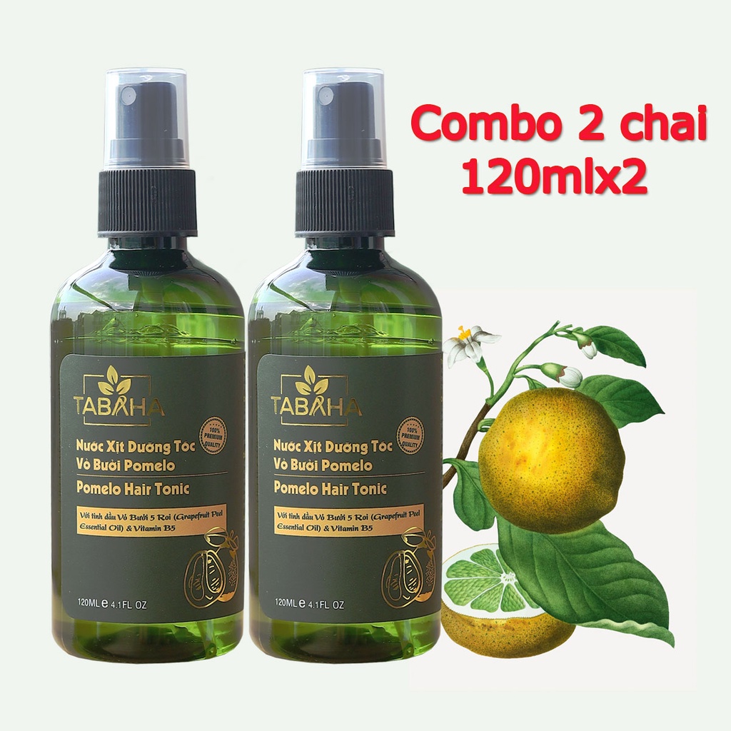 [Mã BMBAU50 giảm 7% đơn 99K] Liệu Trình 2 Nước Dưỡng tóc Vỏ Bưởi Năm Roi &amp; Vitamin B5 Tabaha 120ml Tặng Dây Buộc Tóc