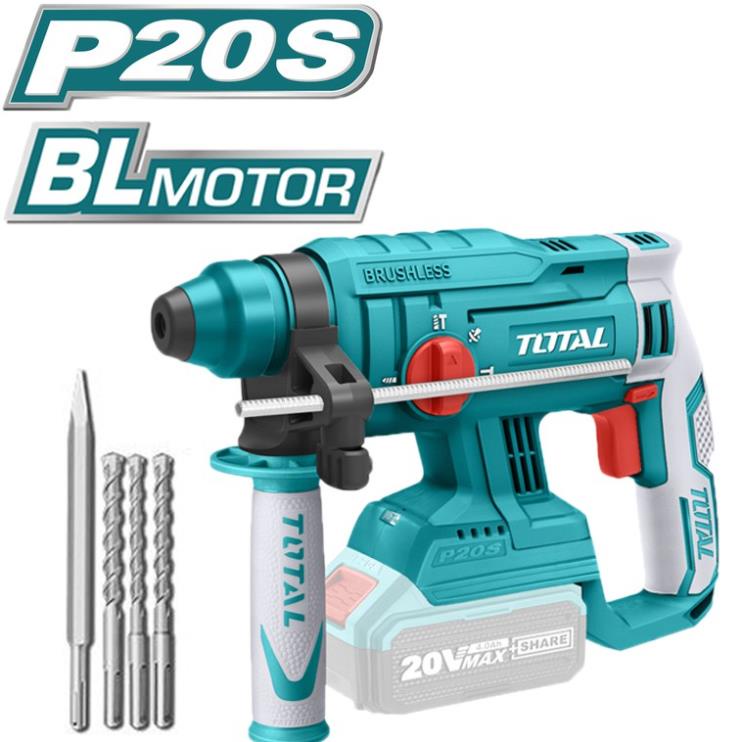 Body Thân Máy Khoan Đục Bê Tông Dùng Pin Sạc 20V Total TRHLI2201 Không Chổi Than Kèm theo 3 mũi khoan + 1 mũi đục