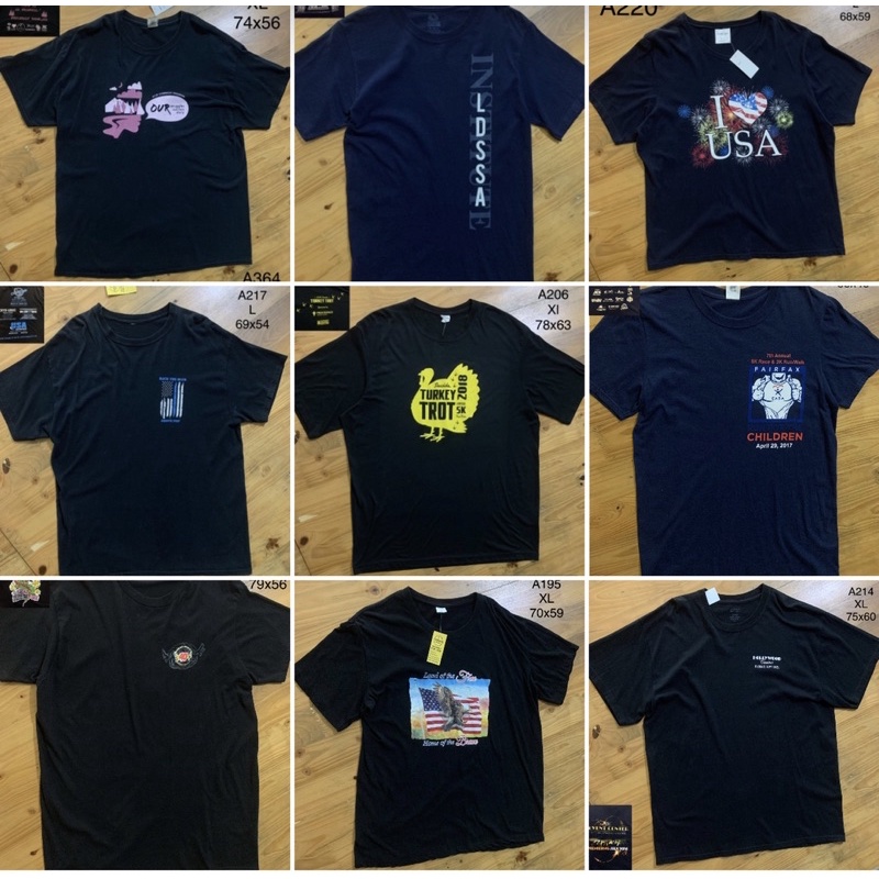 P1 Áo thun Mỹ unisex, phom dáng rộng không nứt hình độ mới 85-99% hàng2hand TIEM2021