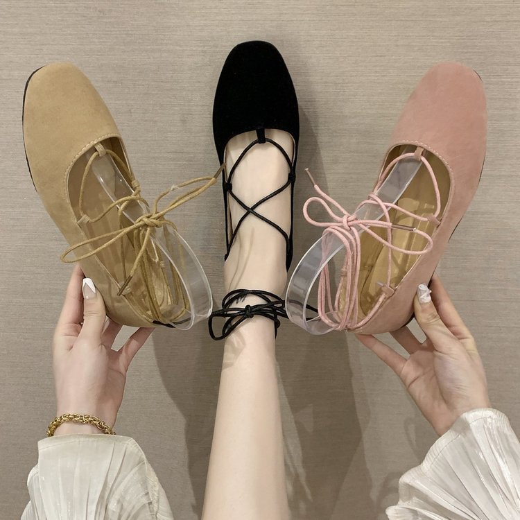 Giày Nữ Đế Bệt Cột Dây Màu Trơn Thoải Mái | BigBuy360 - bigbuy360.vn