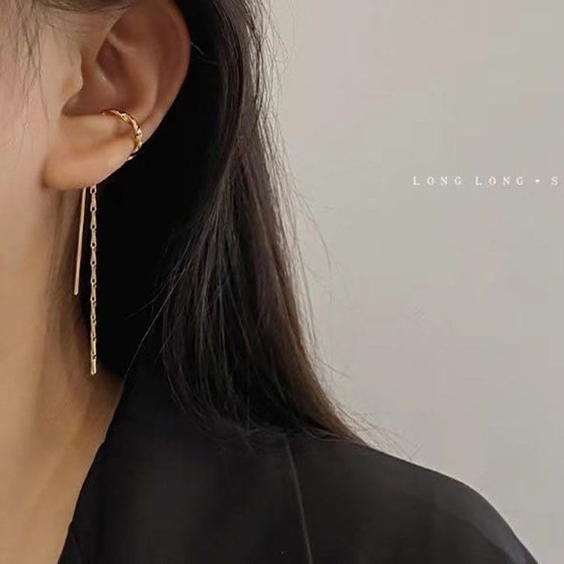 Bông tai móc tua rua đơn phong cách độc đáo