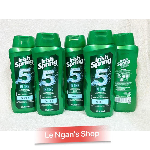 [HÀNG MỸ] Dầu gội sữa tắm Irish Spring 5 trong 1 chai 532ml.