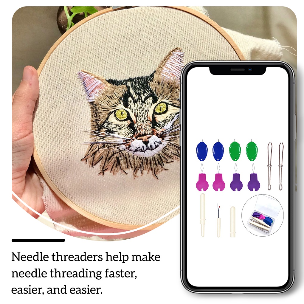 [Kitch]Needle Threader Set Sewing Machine Hand Tools Simple Household Embroidery Knitting DIY Craft Cross-stitch