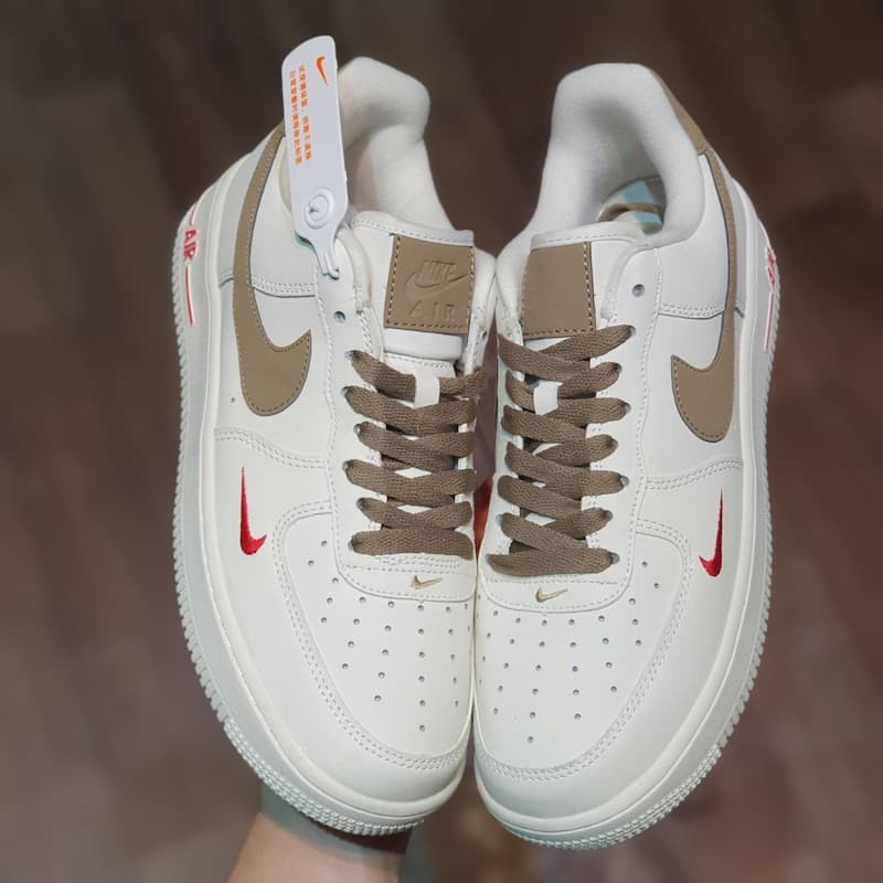 Giày thể thao nike_AF1 vệt nâu, Giày sneaker air force 1 low premium white brown nam nữ cực chất dễ phối đồ 2021