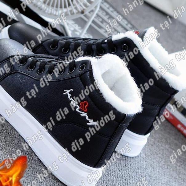 Xịn ♠Giày thể thao cổ cao lót lông ấm áp phong cách thời trang mùa đông dành cho nữ