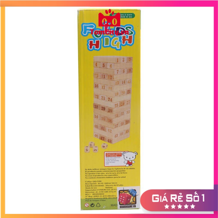 Trò chơi Boardgame Rút gỗ số cỡ lớn 48 thanh loại to