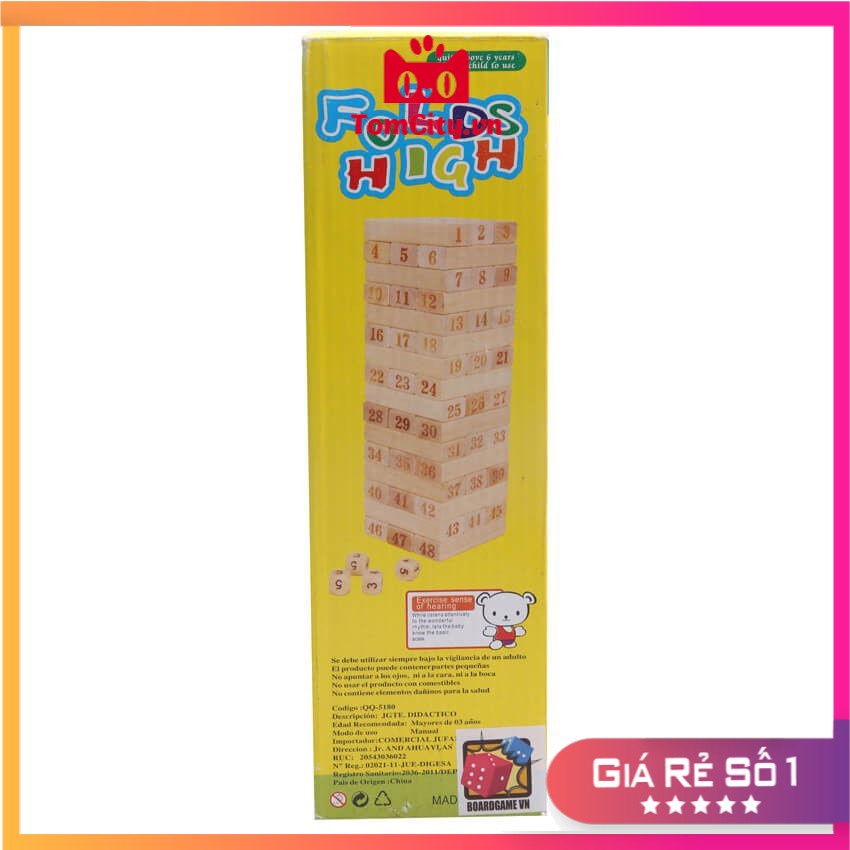 [Video thực] Trò chơi Boardgame Rút gỗ số Jenga cỡ lớn 48 thanh loại to