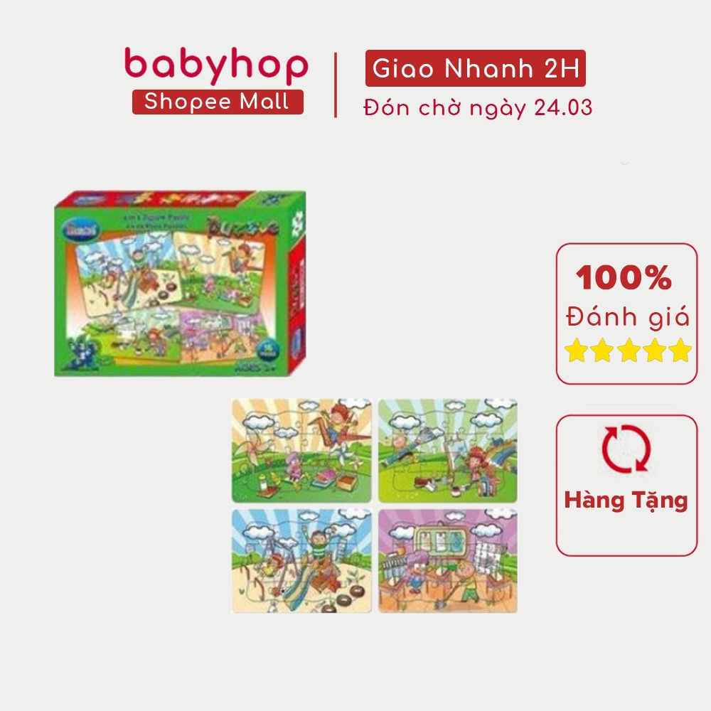 ( GIFT ) Bộ 1 tấm tranh ghép hình cho bé babyhop random dã ngoại và thể thao