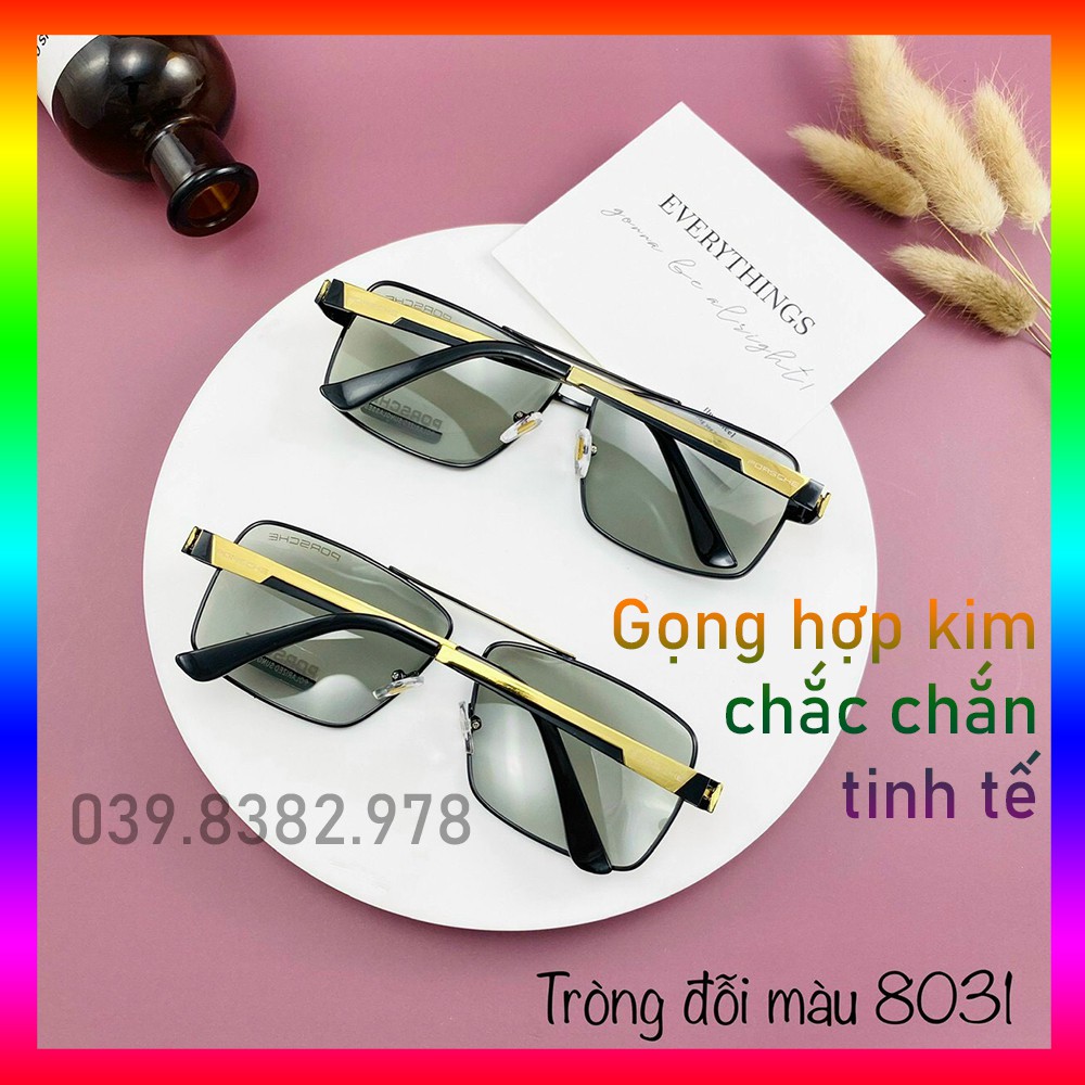 Mắt kính mát nam thời trang phân cực đổi màu chống nắng bụi bẩn đi ngày và đêm chống chói gọng hợp kim bền