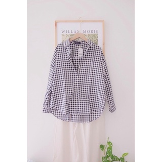 Ceci cela - áo sơ mi dáng rộng oversize caro tay dài