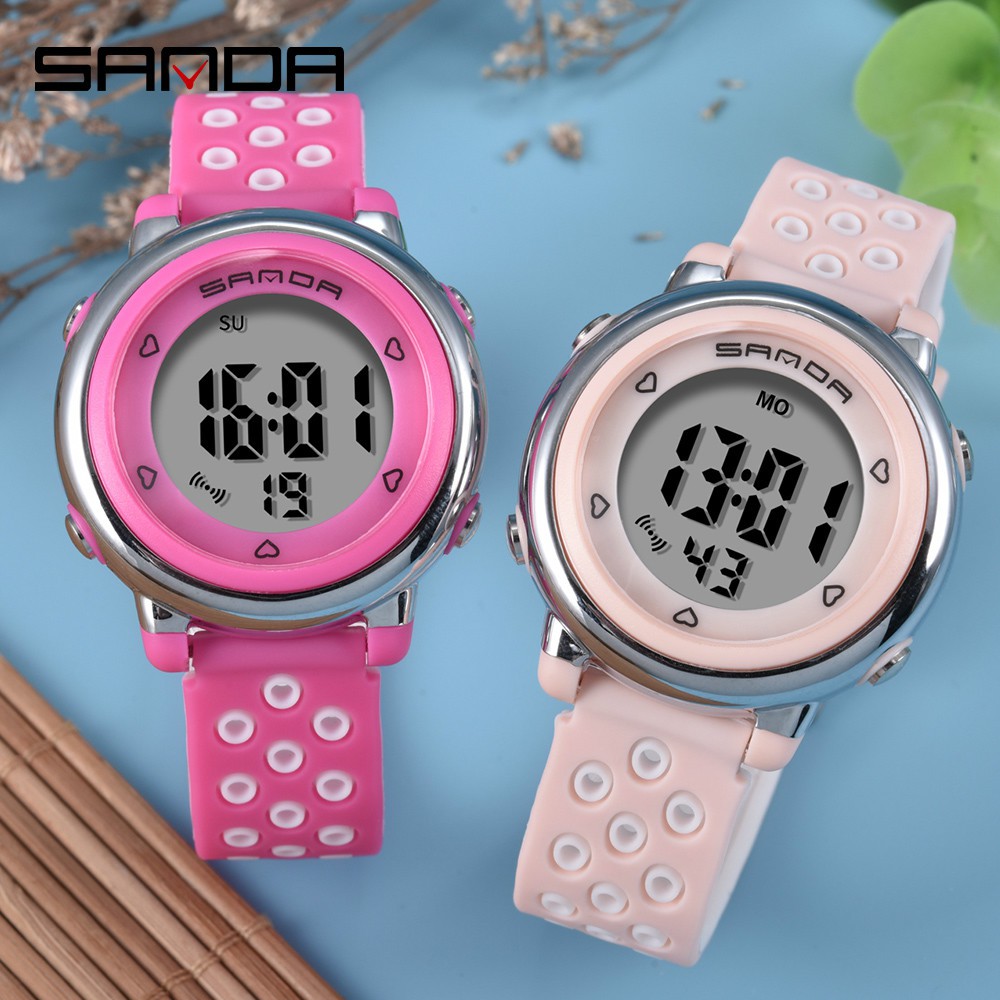 Đồng hồ kỹ thuật số SANDA 2008 màn hình LED chống nước nhiều màu sắc dành cho bé trai gái | BigBuy360 - bigbuy360.vn