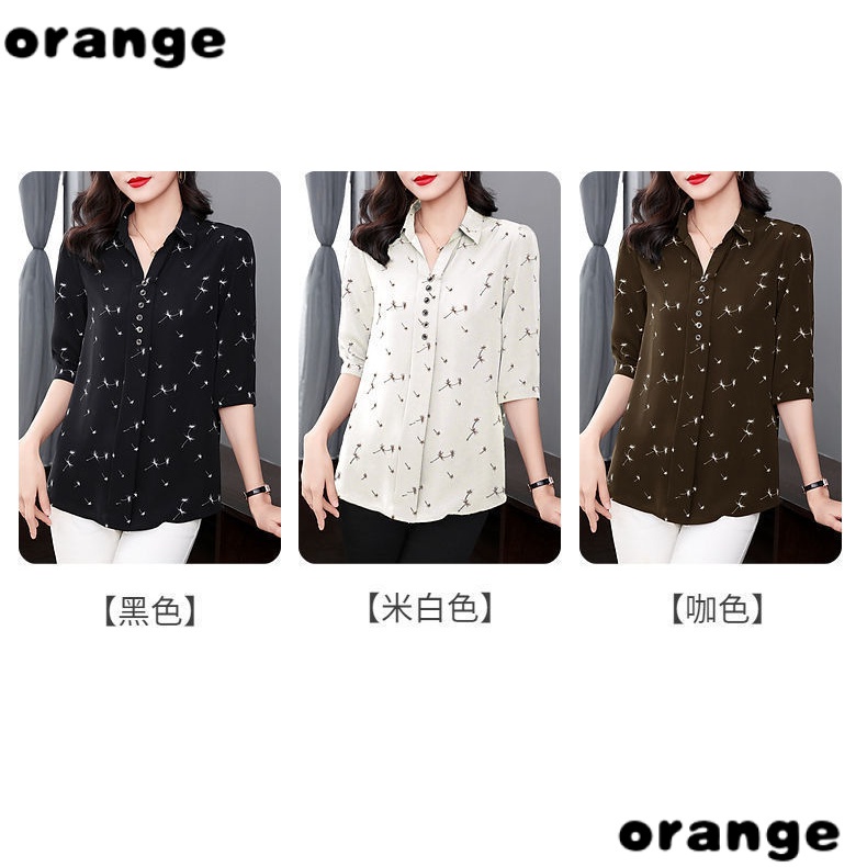 Áo Sơ Mi Chiffon Tay Lửng Dáng Rộng Thời Trang Xuân Hè Kiểu Mới 2022 Cho Nữ Trung Niên D9QM