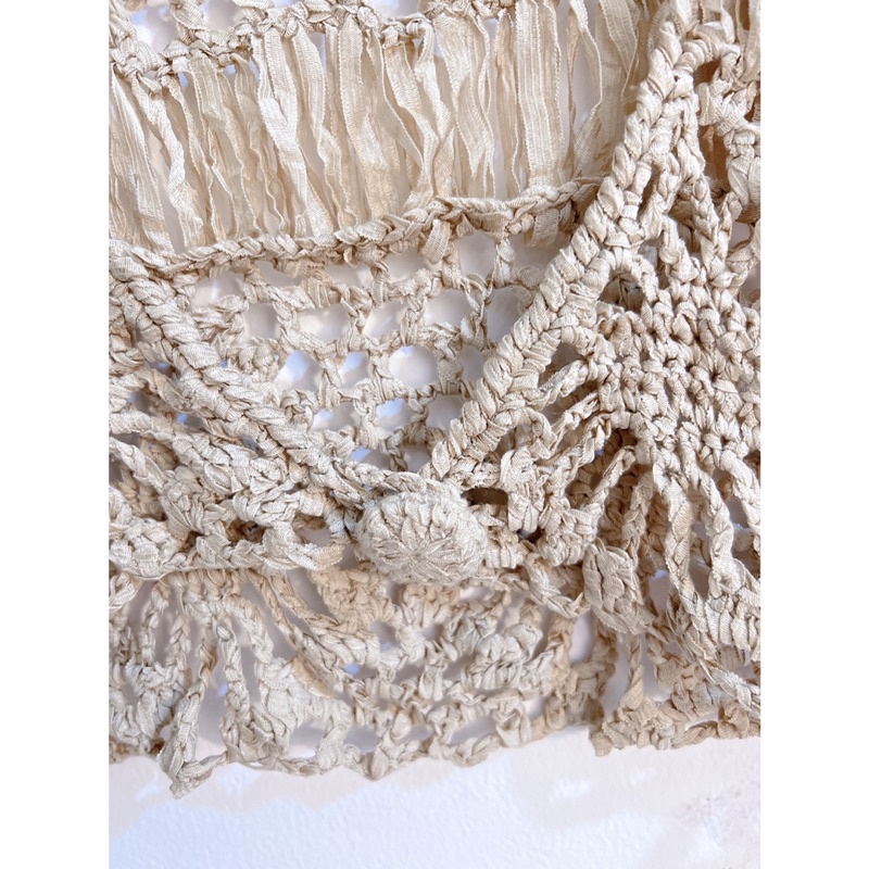 Áo khoác gile len móc vintage