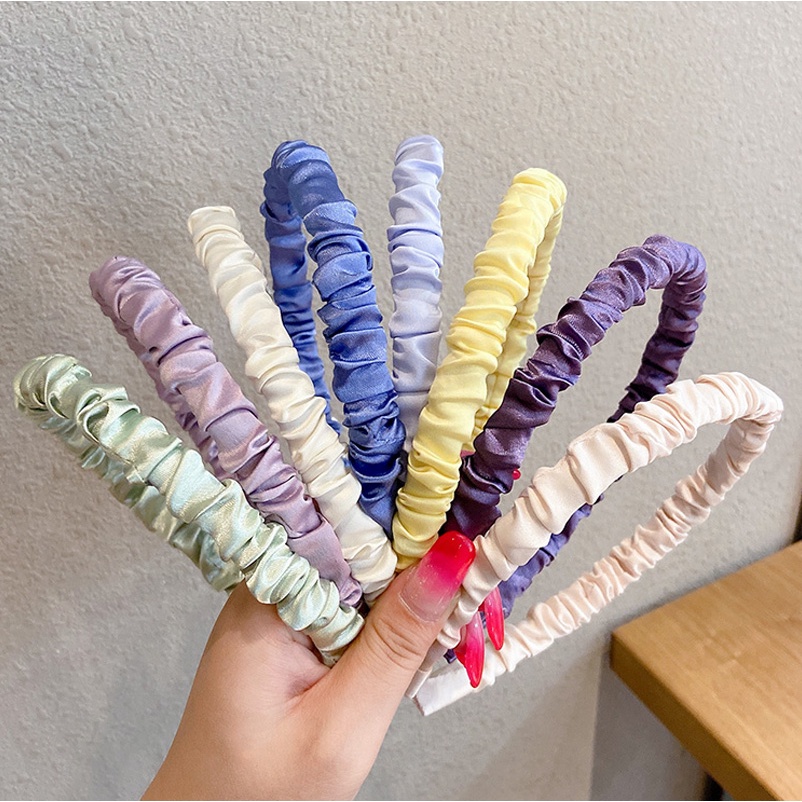 Băng đô vải satin xếp ly phong cách Hàn Quốc ngọt ngào