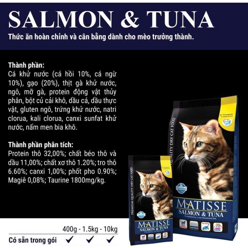 Farmina  hạt PRIME ANCESTRAL MATISSE Cá hồi & cá ngừ cho mèo trưởng thành & mèo con