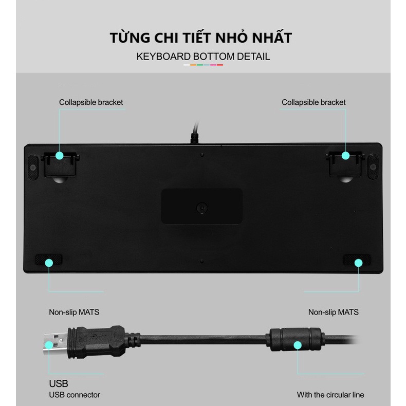 Máy tính văn phòng bàn phím cơ gaming K7 có dây ABS bàn phím phát sáng siêu đẹp
