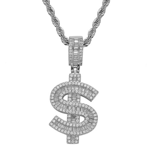 DÂY CHUYỀN DOLLAR TẶNG KÈM DÂY ĐEO SIGN $ ĐÍNH ĐÁ NHÂN TẠO MẪU MỚI 2022 MAMA KING