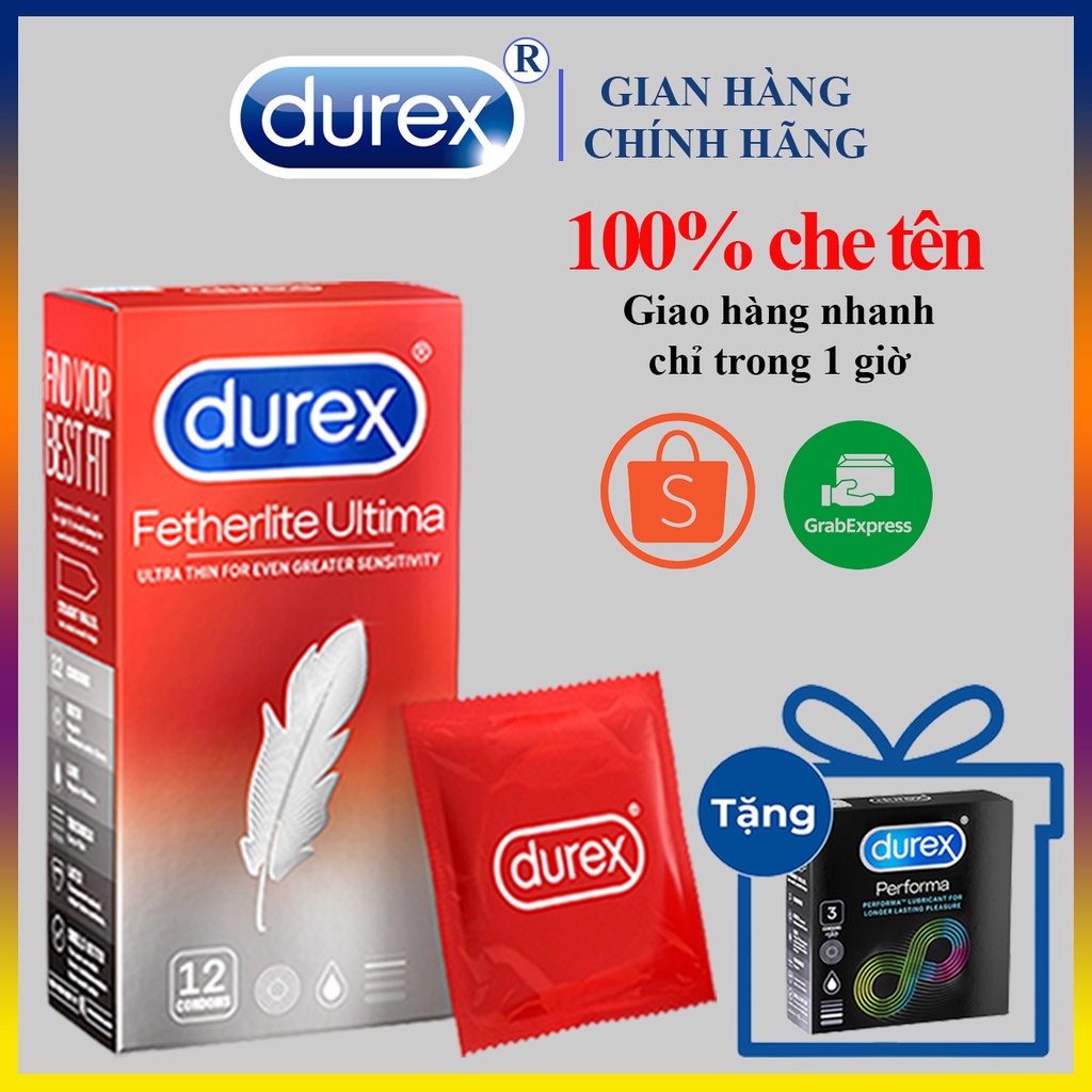 Hộp Lớn Bao cao su Durex Fetherlite Ultima hộp lớn 1 hộp 12 bao siêu mỏng_baocaosu_durex [ FREESHIP BCS DUREX ]