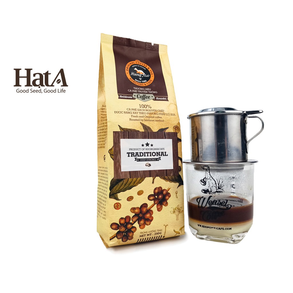 Cà phê rang xay Hương Mai Cafe Traditional Deep Strong 100% nguyên chất đậm đà hương vị truyền thống 250gr