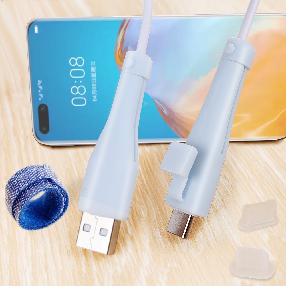 1 Phụ Kiện Bảo Vệ Dây Cáp Sạc Type C USB Bằng Silicon Ốp