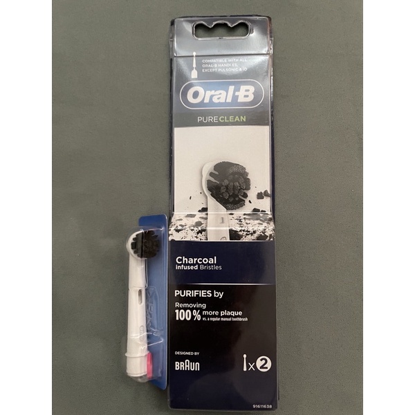 Set 2 Đầu Bàn Chải Oral-B Pure Clean cao cấp - Lông bàn chải bằng than hoạt tính