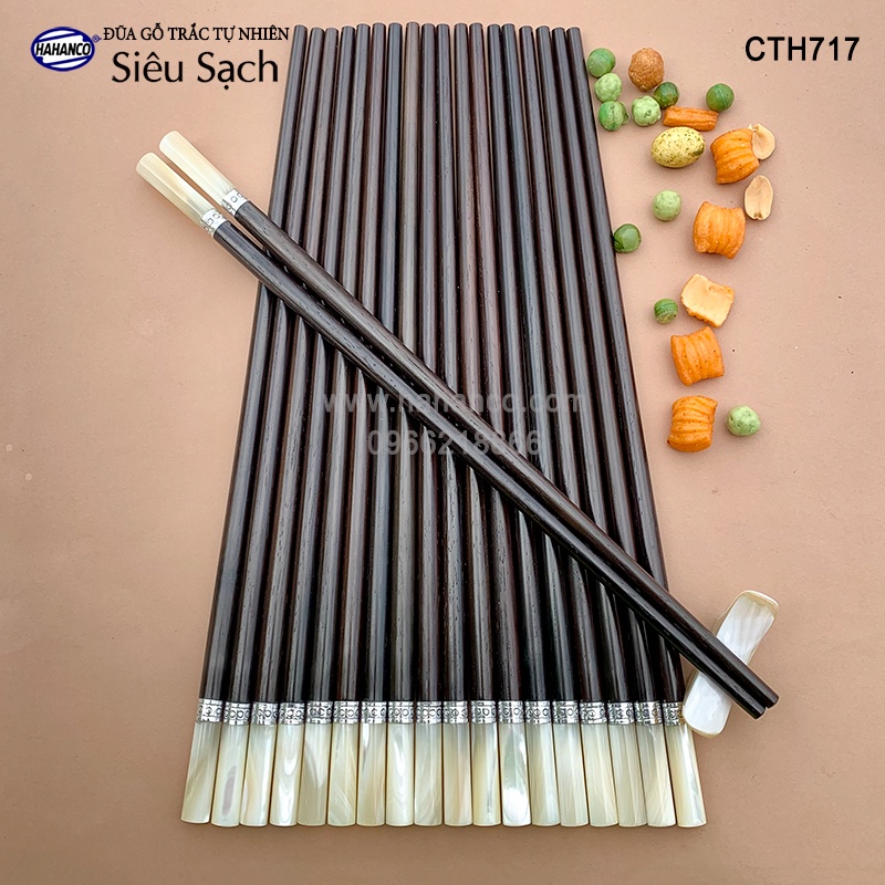 Đũa tròn gỗ trắc đầu ốc viền Bạc Super VIP  dành cho giới thượng lưu -CTH717