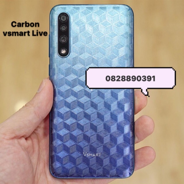 Dán carbon Vsmart live vân trong 3D, vân skin đen