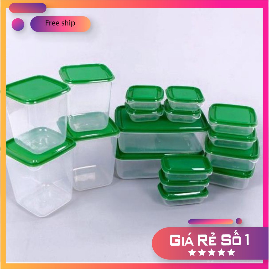 Bộ hộp 17 món IKEA - set 17 hộp nhựa cao cấp đựng thực phẩm bảo quản tủ lạnh [Giá Sỉ SLL]