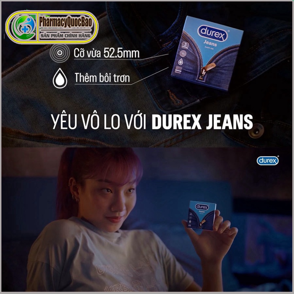 Bao cao su Durex Jeans - Hộp 3 cái - Ôm sát, vừa vặn