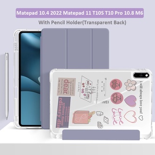 Ốp máy tính bảng da pu gập làm ba có ngăn đựng bút cho huawei matepad 11 2021 matepad 10.4 2022 t10s t10 pro 10.8