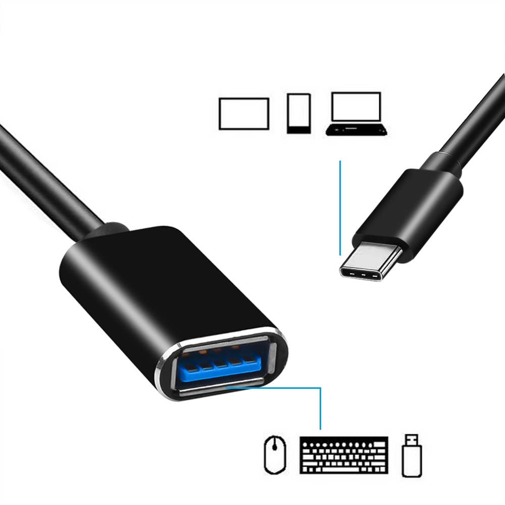 Dây cáp truyền dữ liệu OTG Type-C sang USB2.0 KEBIDUMEI màu trắng đen