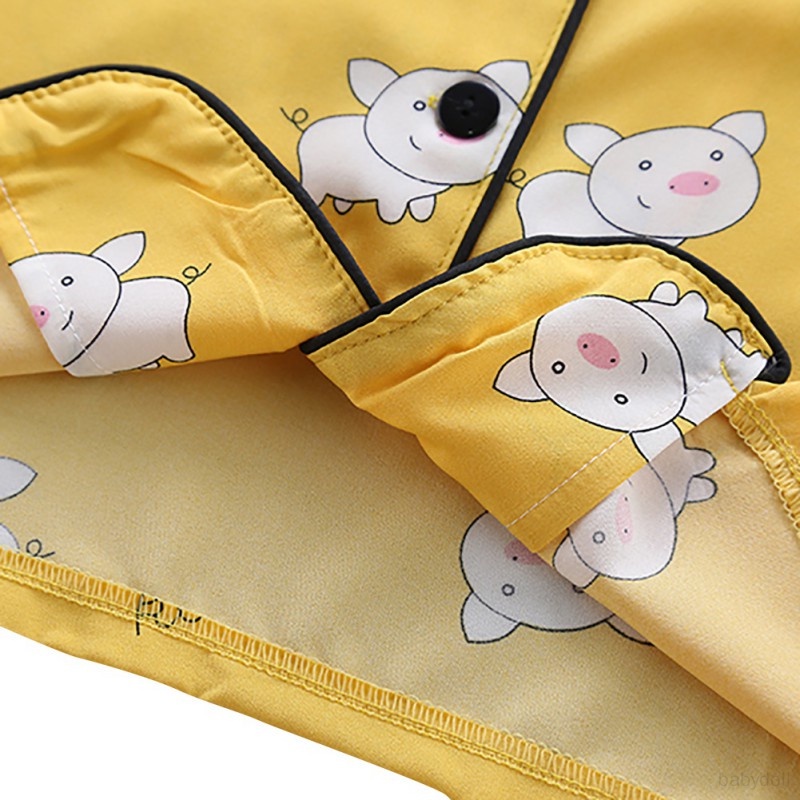 Bộ Đồ Ngủ 2 Món Gồm Áo Tay Cộc + Quần Ngắn In Họa Tiết Heo Hoạt Hình Cho Bé Trai / Gái