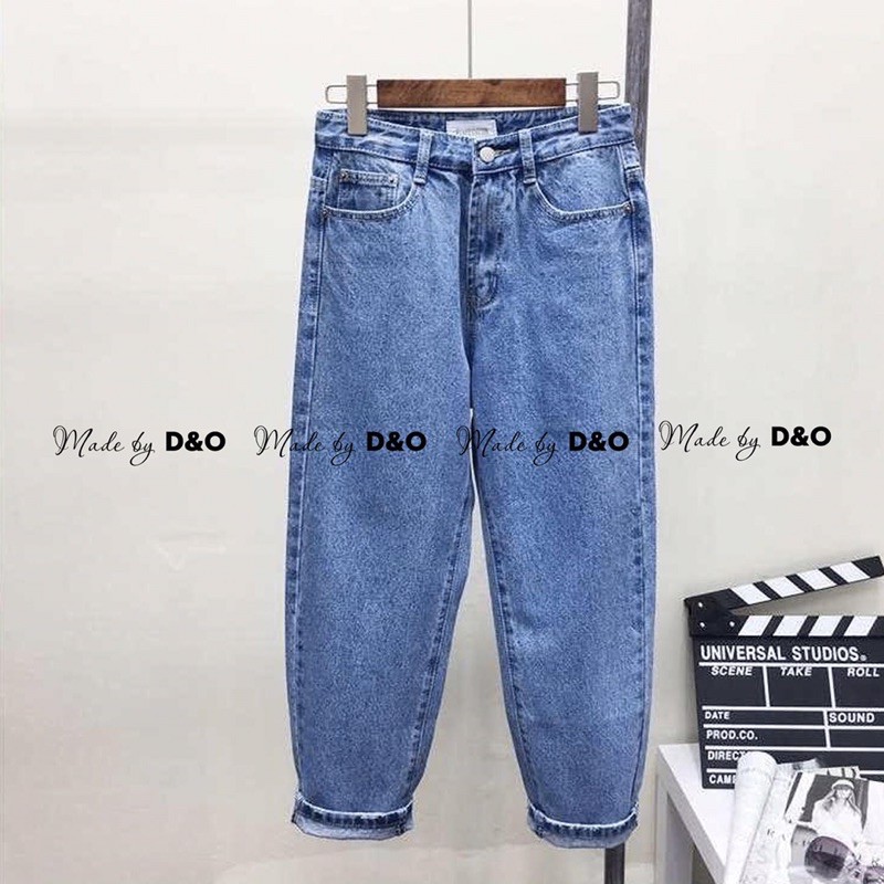 (50~88kg)Baggy Jean BIG SIZE - LƯNG CAO - PHOM TO DÀI - Xanh Jean Trơn