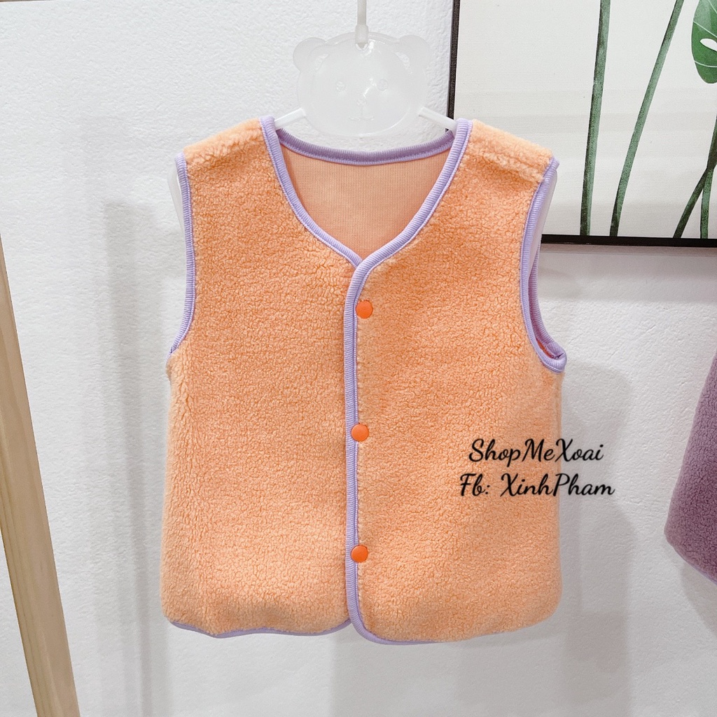 Áo Gile Xuất Hàn Lông Cừu Cho Bé 8-14kg 2 màu cam và tím