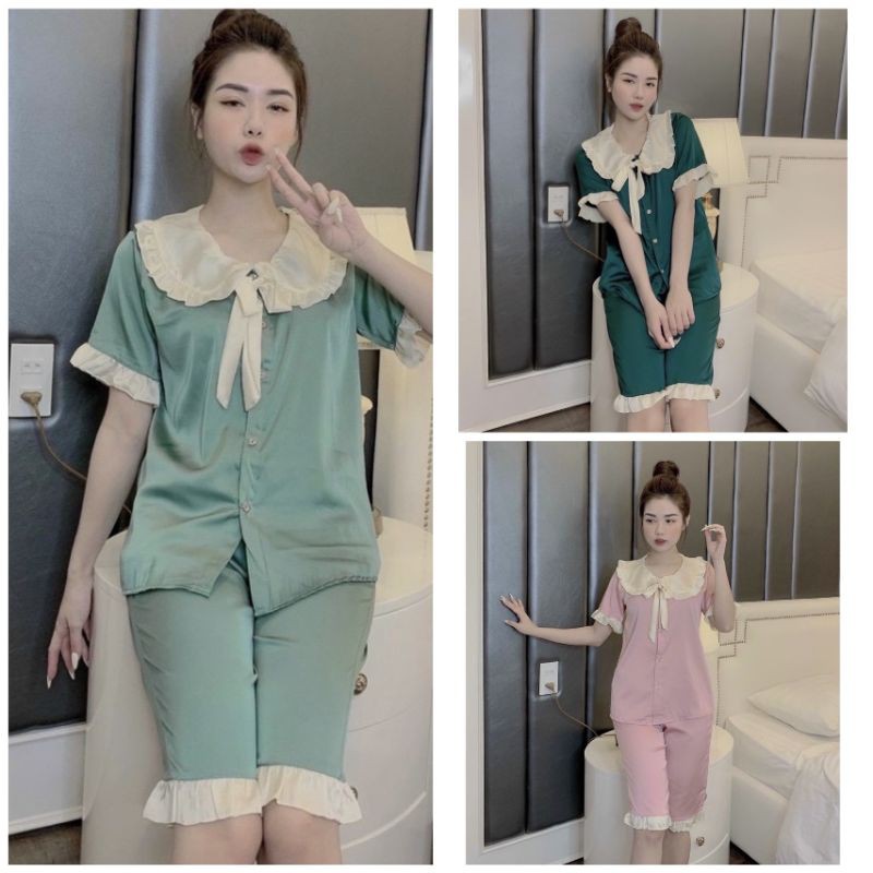 Pijama lửng đồ bộ lửng lụa bèo dễ thương thoáng mát