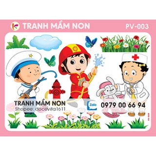 Decal mầm non- GÓC PHÂN VAI khổ lớn 127x80
