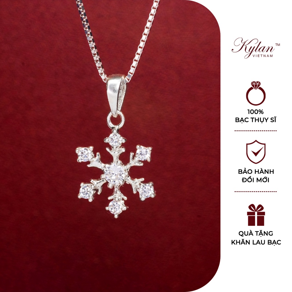Dây chuyền bạc nữ Kylan Silver KL0242 bông tuyết đính đá kim cương nhân tạo