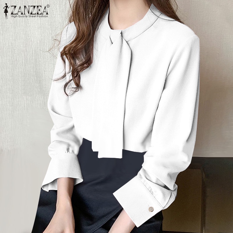 Áo thun dài tay ZANZEA màu trơn thời trang nữ tính thanh lịch