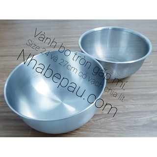 Bộ rổ tô Inox 304 cao cấp XK (Size 21cm, 24cm, 27cm Có vạch chia lít)