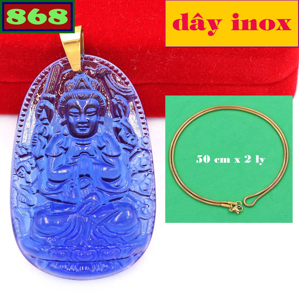 Mặt dây chuyền Phật Thiên thủ thiên nhãn xanh dương 3.6 cm MFLXDBV7