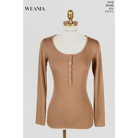 Áo Thun DàI Tay PhốI NúT GợI CảM Cho Nữ