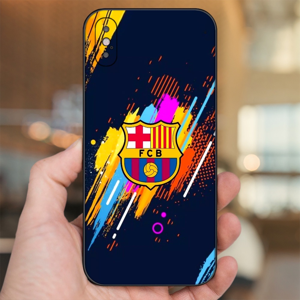 Ốp lưng iPhone X, Xs dẻo đen cạnh vuông in hình Barcelona Barca