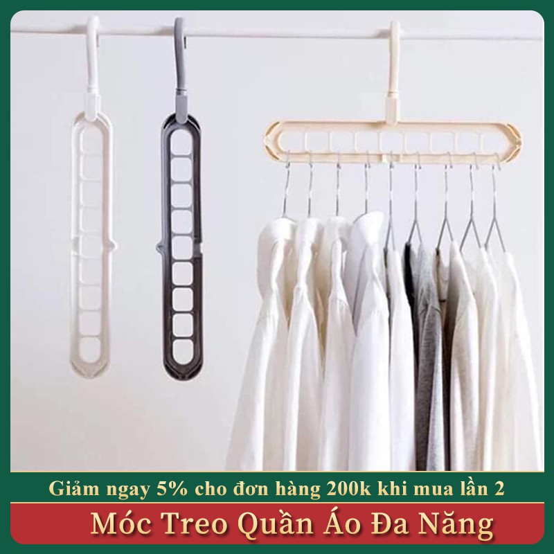 Móc treo quần áo đa năng 9 lỗ tiện dụng (Mầu Ngẫu Nhiên)