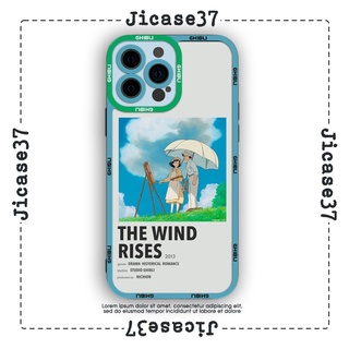 Ốp lưng iphone và samsung xiaomi oppo cạnh vuông Jicase anime ghibli viền xanh 
