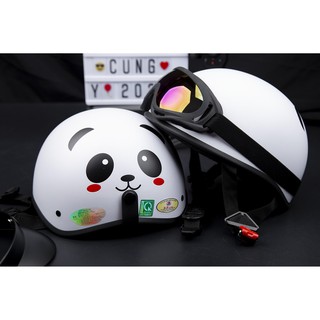 [COMBO] MŨ BẢO HIỂM HÌNH GẤU TRÚC + KÍNH UV