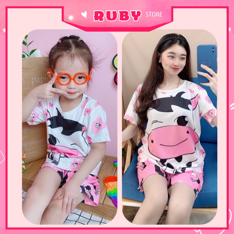 [Đồ bộ gia đình] Full Size cho bé và người lớn Set bộ Bò Sữa Hoạt Hình dễ thương 5KG - 70KG chất thun mềm mịn mát DBRBD