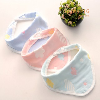 Set 3 chiếc khăn yếm 6 lớp tam giác có cúc bấm cho bé mềm mại nhiều hoạ tiết