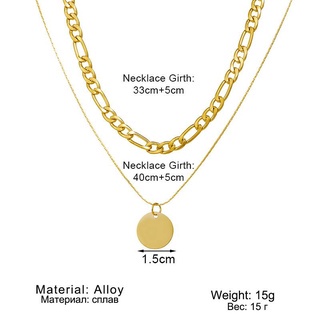 Vòng cổ choker thiết kế dây dạng xích mặt dây chuyền tròn phong cách Hàn Quốc