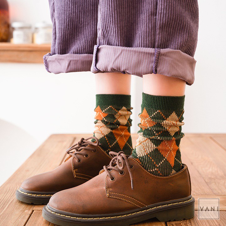Tất, Vớ Gân Tăm Cổ Cao Họa Tiết Quả Trám Hàng Loại 1 Unisex, Cổ Điển - Vani Store [TAT00081]