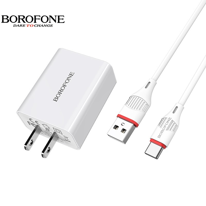 Bộ sạc nhanh 18W - QC 3.0 BOROFONE BA21 đầu Micro, Type-C dùng cho Android, cổng USB, dây cáp dài 1m - Chính hãng